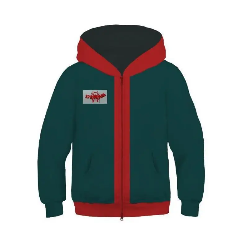 Hot New Fashion Cosplay Hooded Jacket Red Blue Colorblock Spider Pattern Hoodie Casual Unisex Y2K Long Sleeve Sweatshirt Top