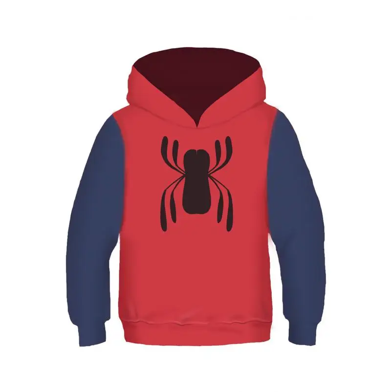 Hot New Fashion Cosplay Hooded Jacket Red Blue Colorblock Spider Pattern Hoodie Casual Unisex Y2K Long Sleeve Sweatshirt Top