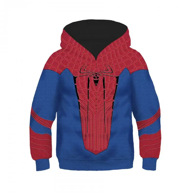Hot New Fashion Cosplay Hooded Jacket Red Blue Colorblock Spider Pattern Hoodie Casual Unisex Y2K Long Sleeve Sweatshirt Top