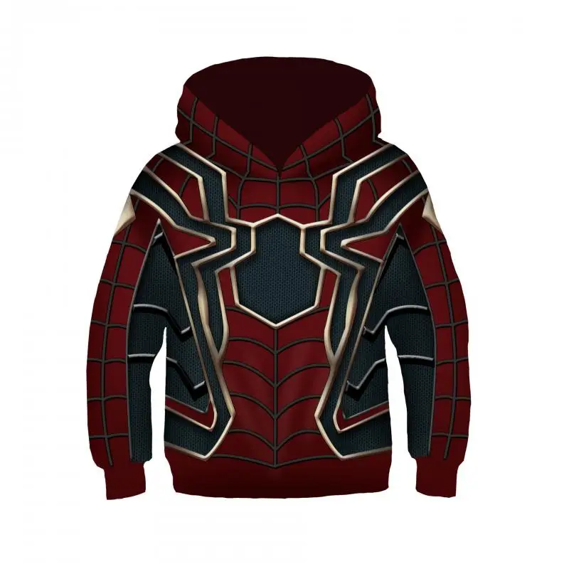 Hot New Fashion Cosplay Hooded Jacket Red Blue Colorblock Spider Pattern Hoodie Casual Unisex Y2K Long Sleeve Sweatshirt Top