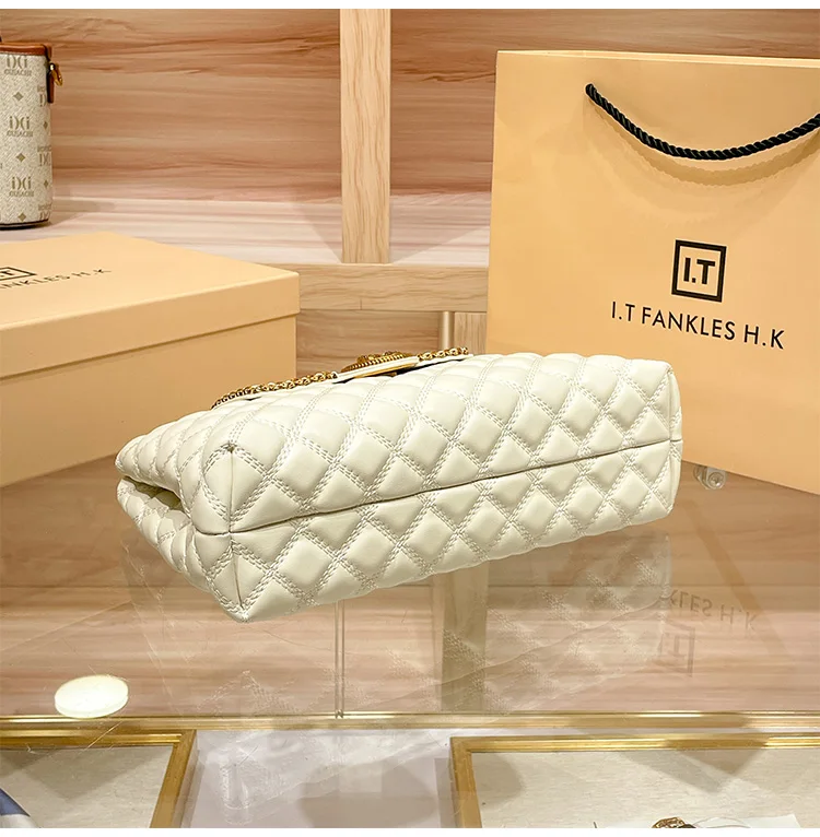 Brand Genuine Leather Chain Bag for Women in 2024, New Designer with a Sense of Luxury, Large Capacity Underarm Shoulder Bag