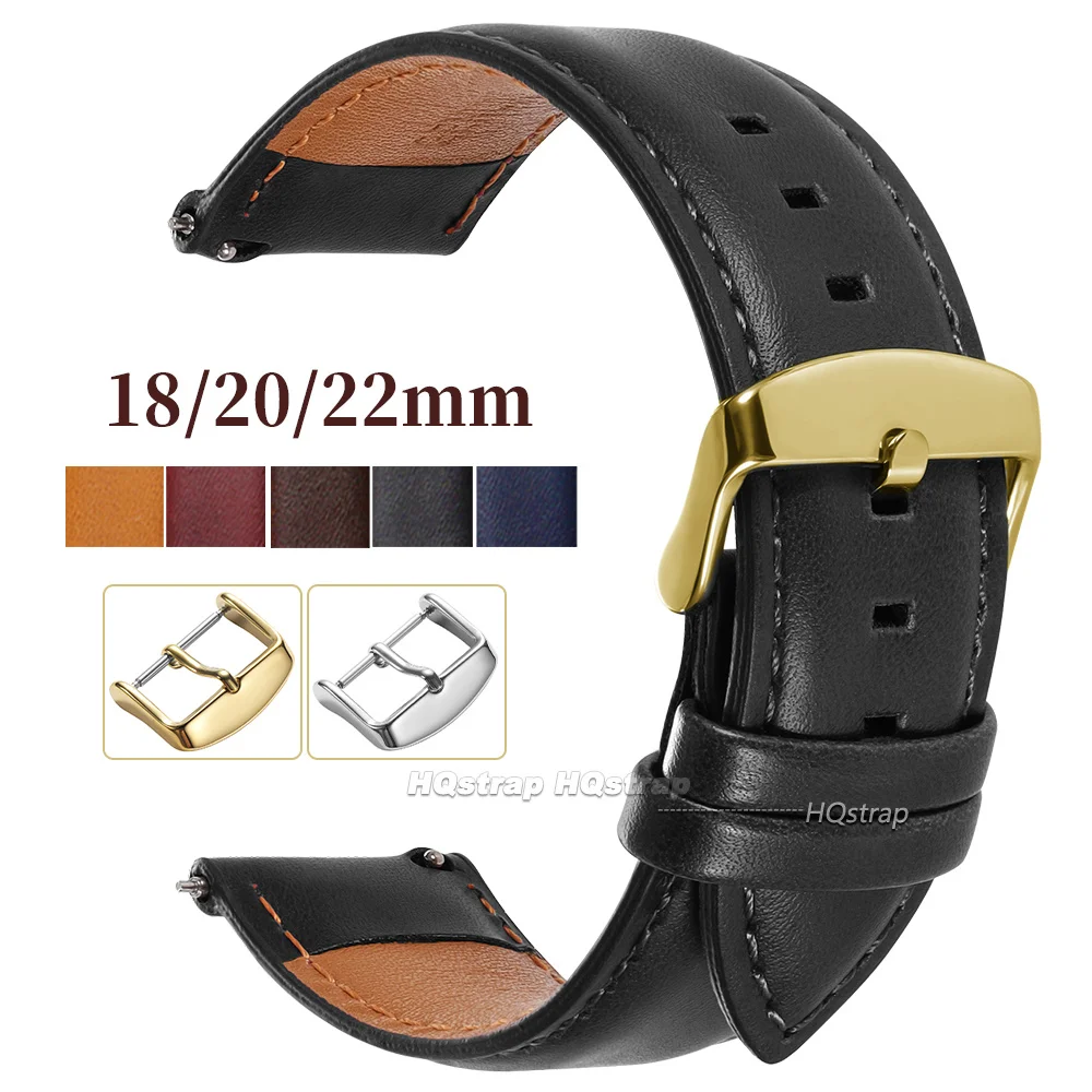 Vintage Brown Leather Watchband 18mm 20mm 22mm 24mm Cowhide Watch Strap Men Women Quick Release Bracelet Universal Wristband