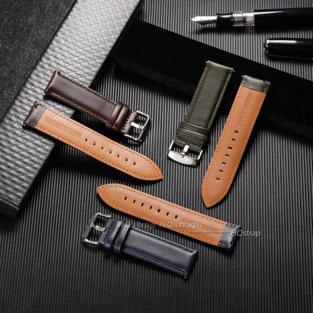 Vintage Brown Leather Watchband 18mm 20mm 22mm 24mm Cowhide Watch Strap Men Women Quick Release Bracelet Universal Wristband