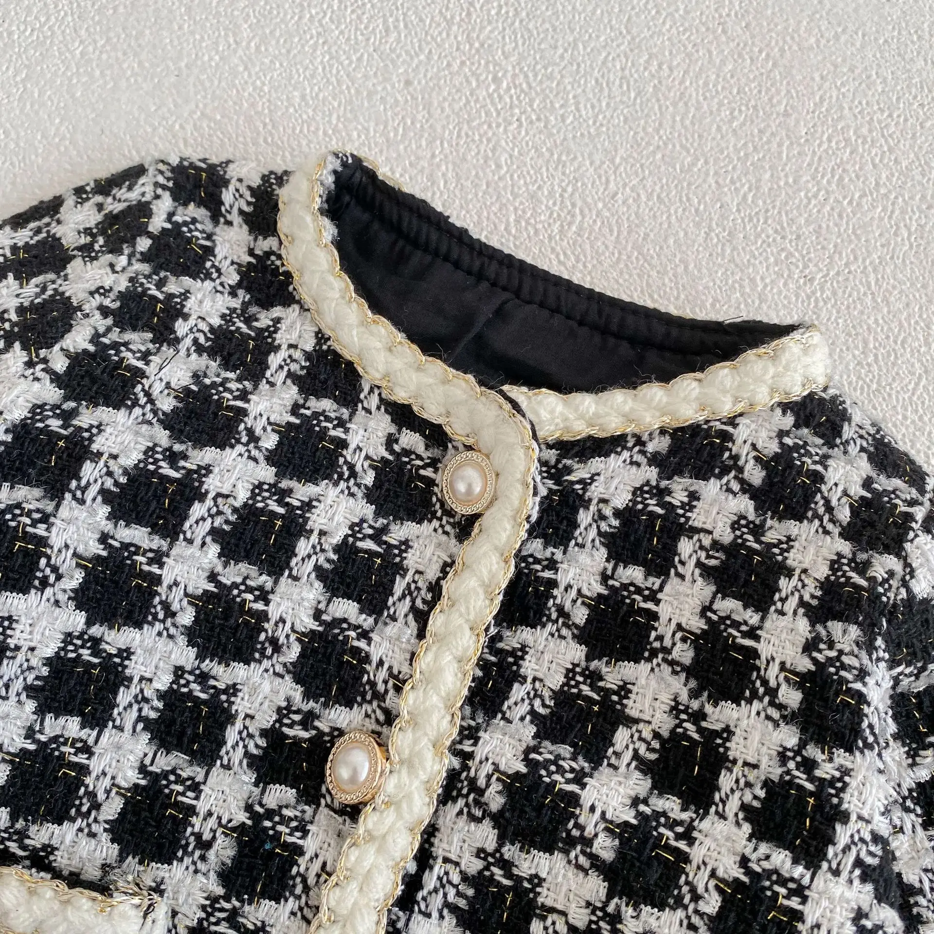 Girl Clothing Set 2026 Spring Baby Tweed Plaid Girl's Two Piece Suit Jacket+ Short Pants Sweet Girl's Suit