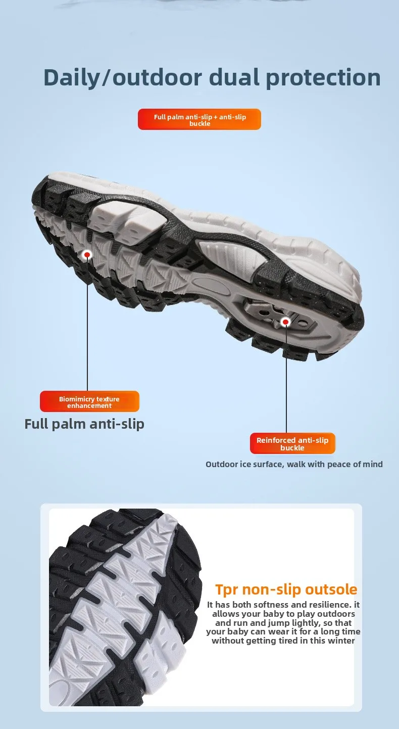 Kids Snow Boots Winter Fashion High Top Warm Plush Comfortable Anti Slip Stable Walking Shoes Boys Outdoor Sneakers Size 30-40