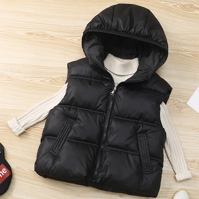 2026 Autumn Winter New Boys Girls Vest Solid Color Waterproof Thick Keep Warm Zipper Jacket For 4-14Y Kids Cotton Down Waistcoat