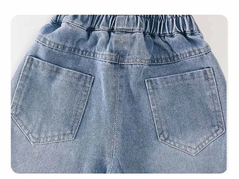 Girls BlingBling Denim Pants New Baby Diamond Bow Print Jeans Children Clothes Kids Straight Legged Pants Loose Trousers 2-10Y