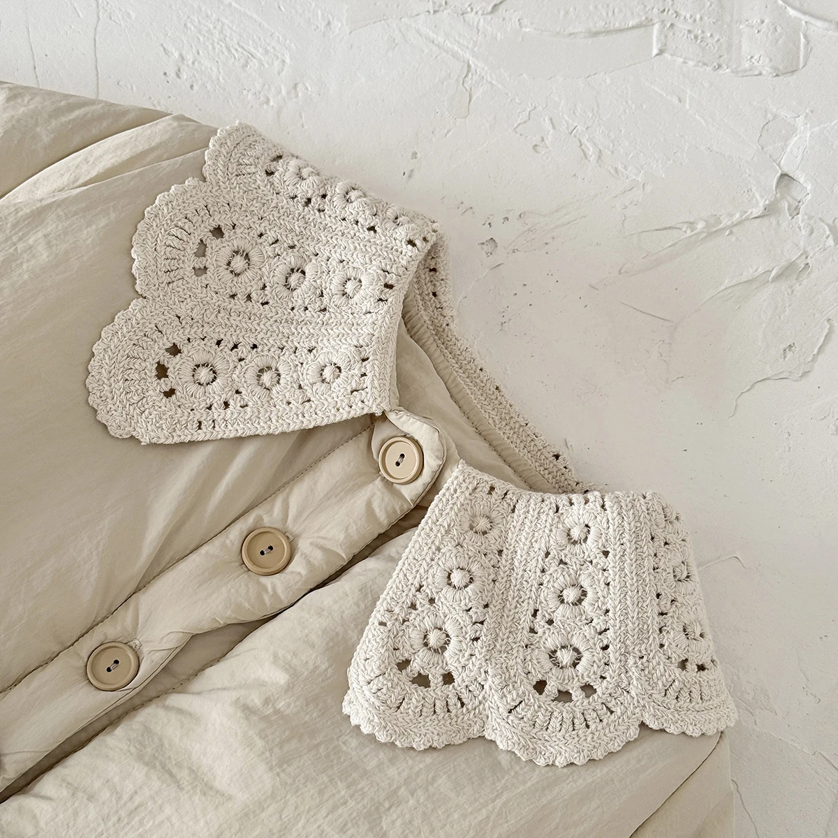 Korean Style Sweet Baby Girl Padded Jacket Winter Warm Large Lace Collar Princess Coat Casual Short Outwear
