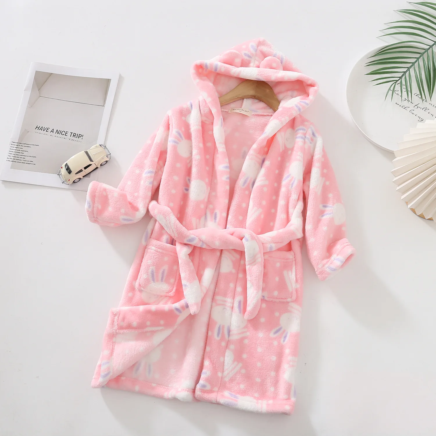 Kids Coral Velvet Bathrobe Baby Girls Boy Cartoon Fleece Pajamas Children Soft Bath Robe Nightgown Teenager Toddler Clothing