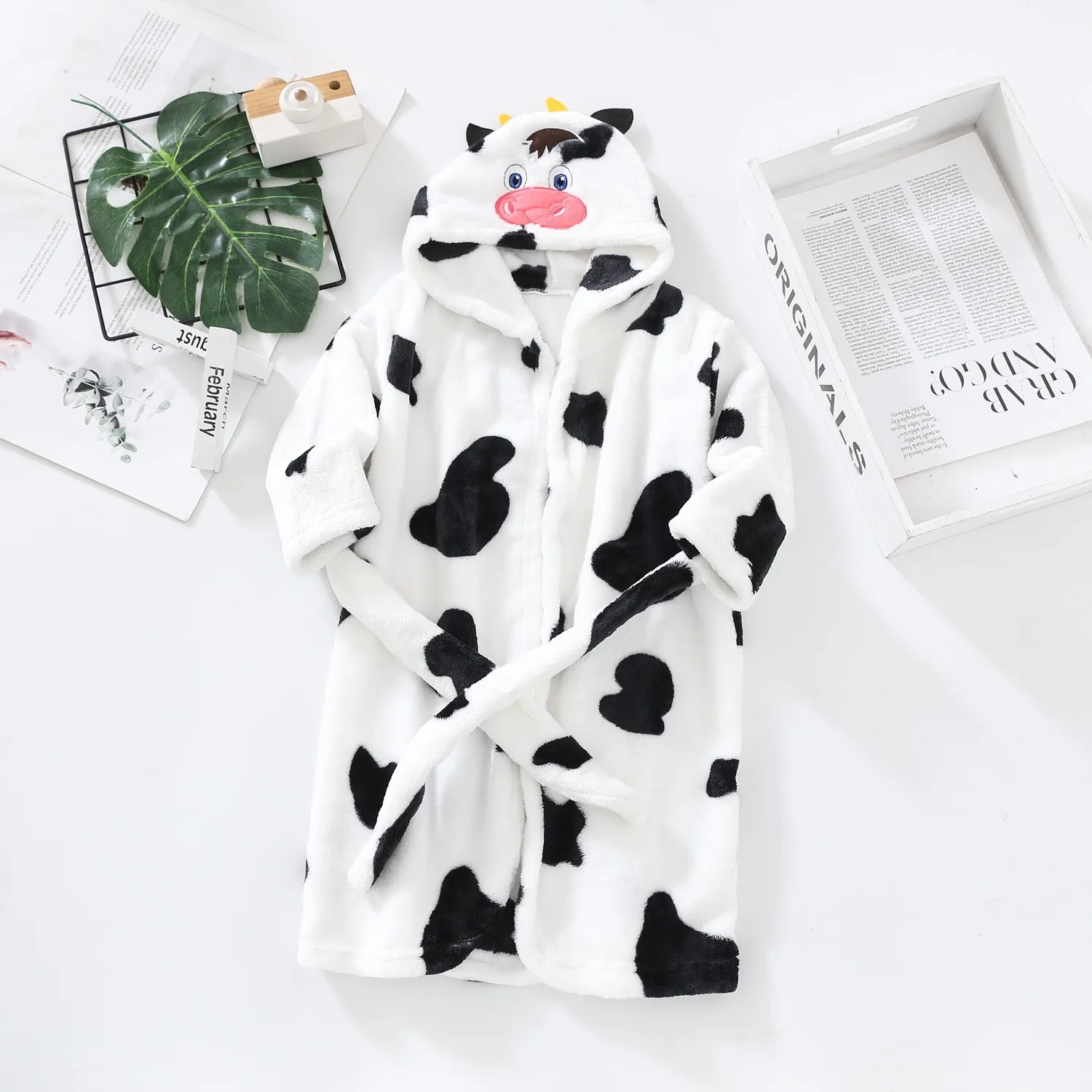 Kids Coral Velvet Bathrobe Baby Girls Boy Cartoon Fleece Pajamas Children Soft Bath Robe Nightgown Teenager Toddler Clothing