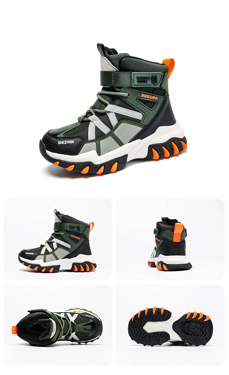 Winter Fashion High-top Sneakers for Children Warm Plush Snow Boots Child Waterproof Sneakers Boys Non-Slip Outdoor Boots 30-39