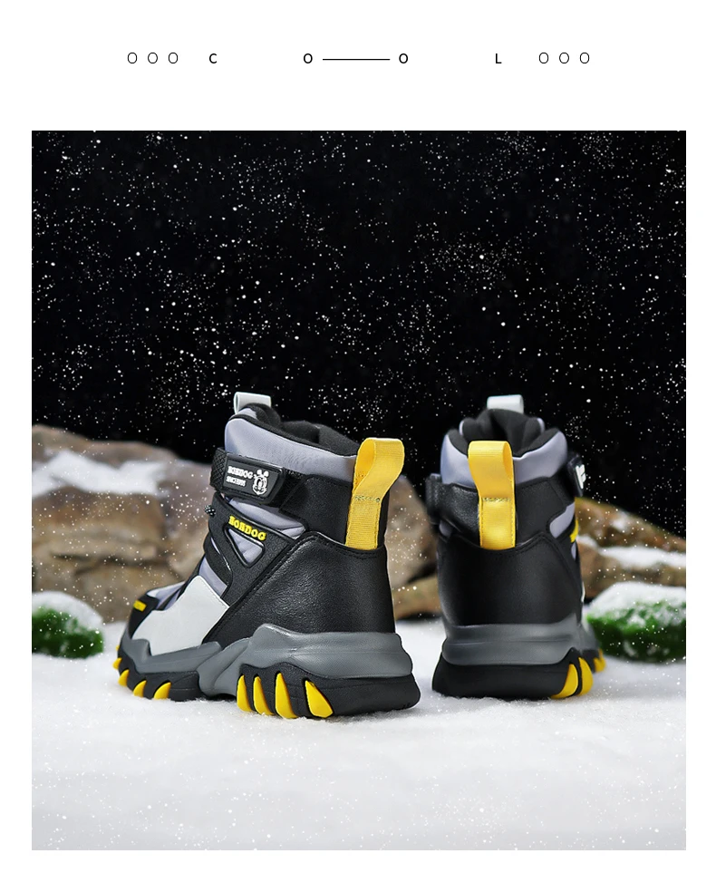 Winter Fashion High-top Sneakers for Children Warm Plush Snow Boots Child Waterproof Sneakers Boys Non-Slip Outdoor Boots 30-39