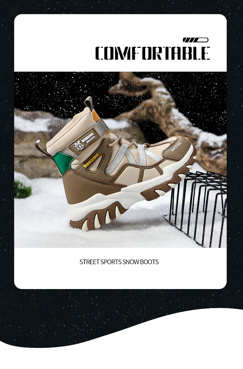 Winter Fashion High-top Sneakers for Children Warm Plush Snow Boots Child Waterproof Sneakers Boys Non-Slip Outdoor Boots 30-39