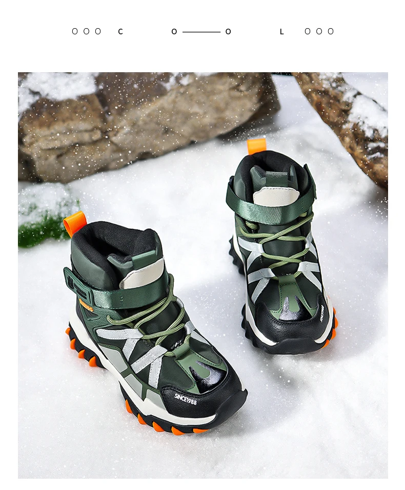 Winter Fashion High-top Sneakers for Children Warm Plush Snow Boots Child Waterproof Sneakers Boys Non-Slip Outdoor Boots 30-39