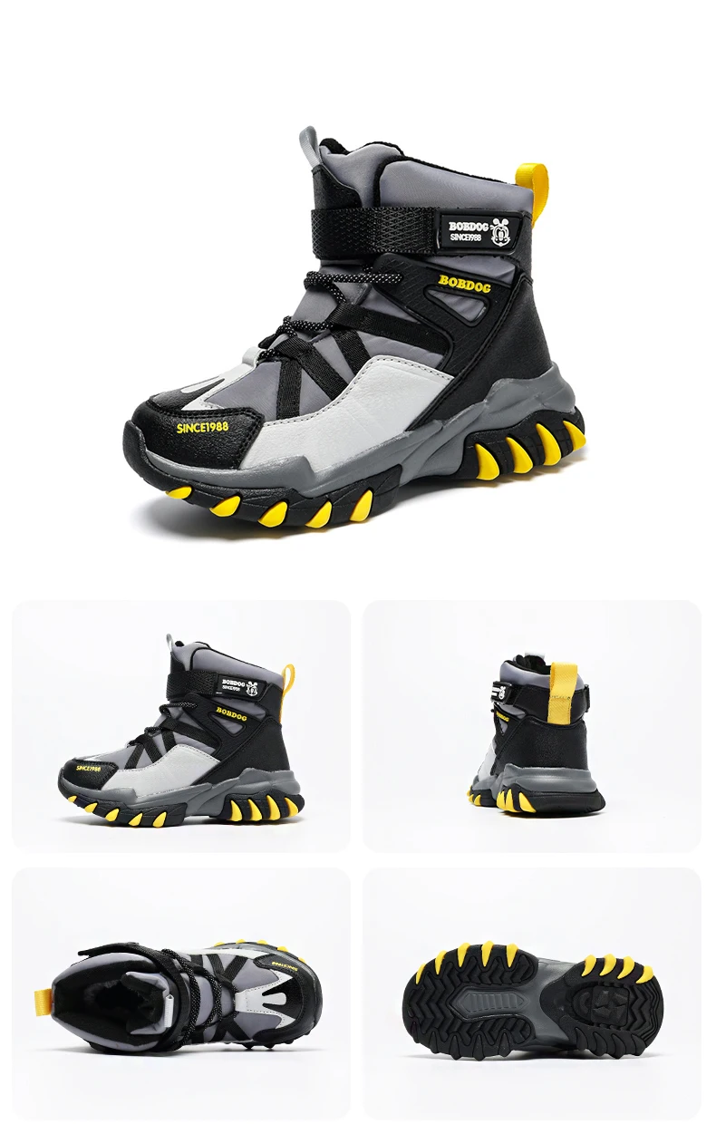 Winter Fashion High-top Sneakers for Children Warm Plush Snow Boots Child Waterproof Sneakers Boys Non-Slip Outdoor Boots 30-39