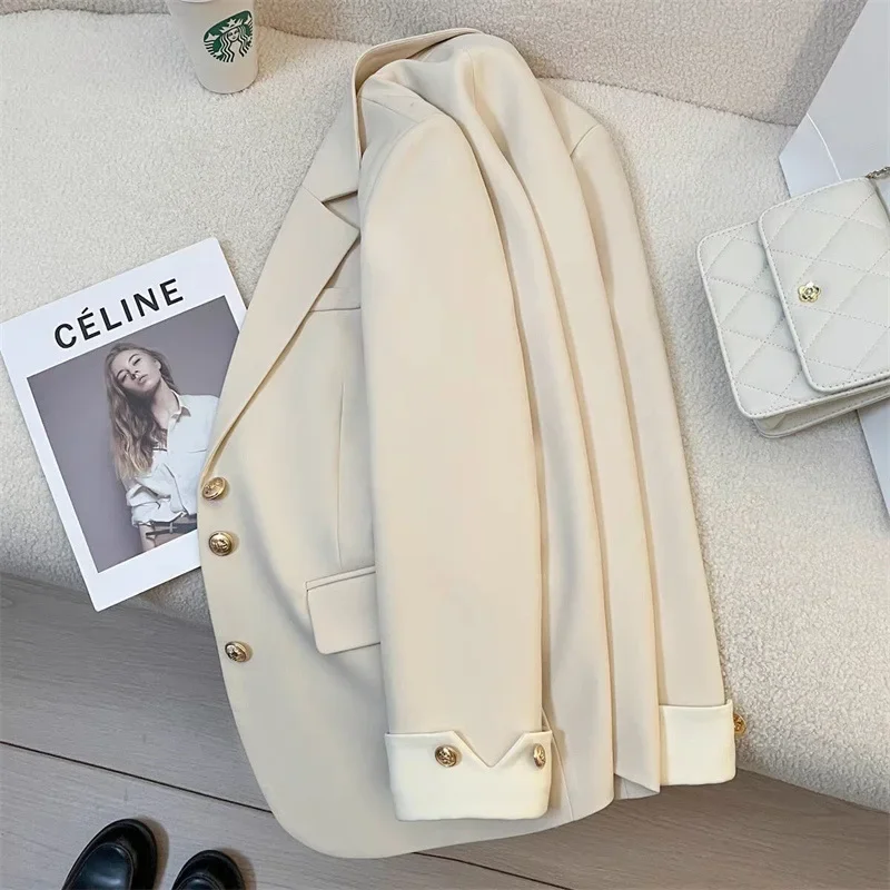 Blazer Woman Korean Fashion Spring Autumn New Solid Color Suit Jacket Leisure Temperament Senior Sense of Ladies Suit Streetwear