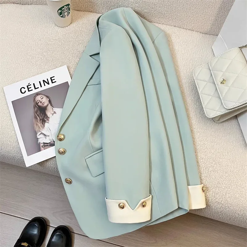 Blazer Woman Korean Fashion Spring Autumn New Solid Color Suit Jacket Leisure Temperament Senior Sense of Ladies Suit Streetwear