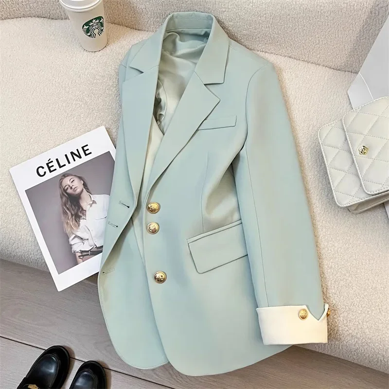 Blazer Woman Korean Fashion Spring Autumn New Solid Color Suit Jacket Leisure Temperament Senior Sense of Ladies Suit Streetwear