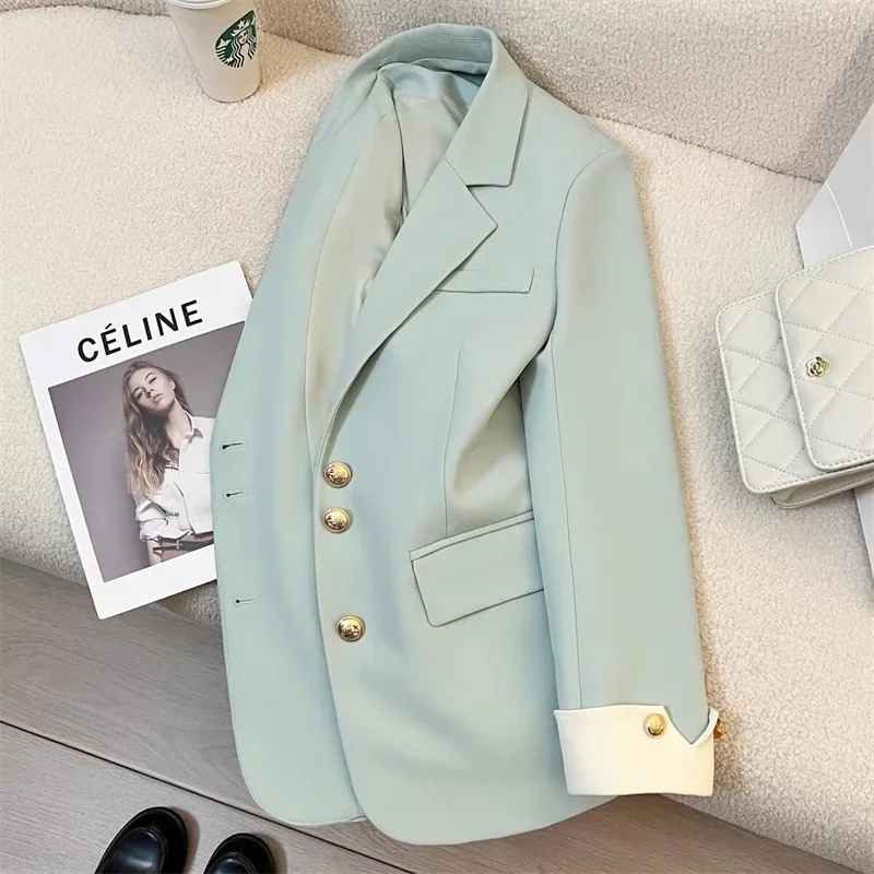 Blazer Woman Korean Fashion Spring Autumn New Solid Color Suit Jacket Leisure Temperament Senior Sense of Ladies Suit Streetwear