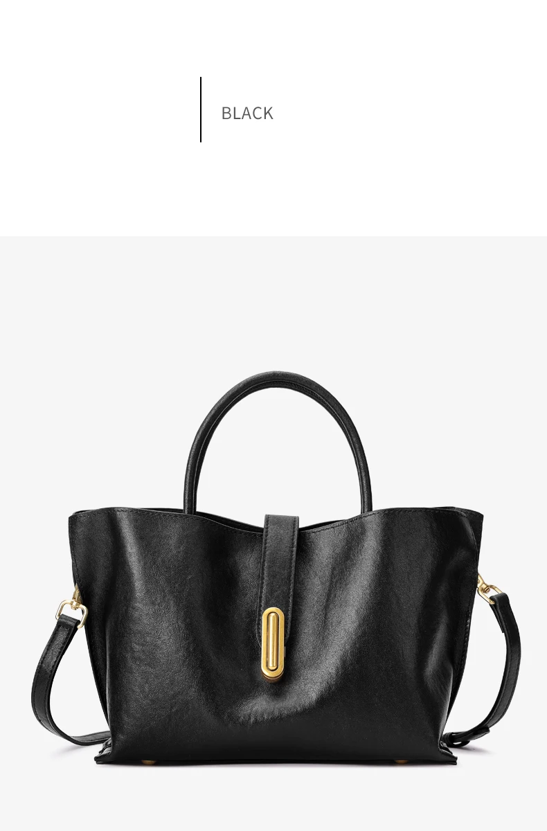 Genuine Leather Women's Bags Commuter Tote Large Capacity Luxury Handbag Female Top-grain Cowhide Fashion Crossbody Bag Woman