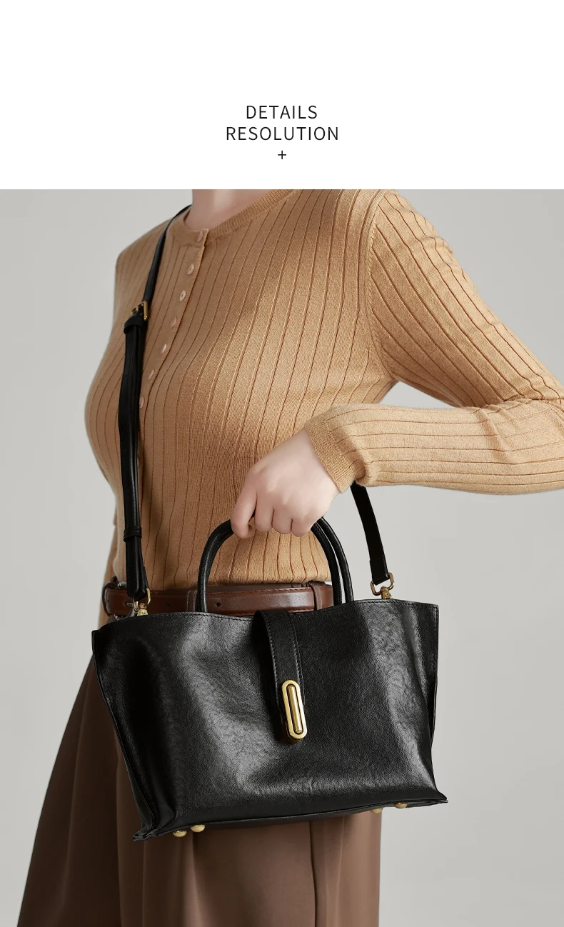 Genuine Leather Women's Bags Commuter Tote Large Capacity Luxury Handbag Female Top-grain Cowhide Fashion Crossbody Bag Woman