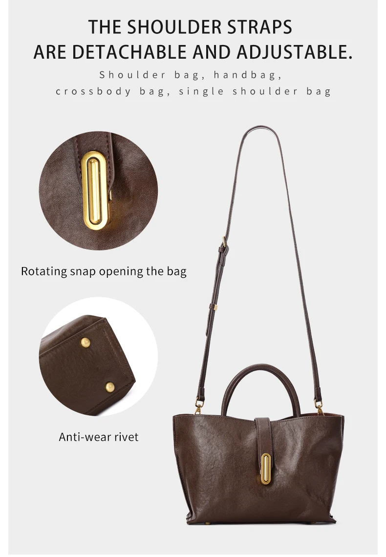 Genuine Leather Women's Bags Commuter Tote Large Capacity Luxury Handbag Female Top-grain Cowhide Fashion Crossbody Bag Woman