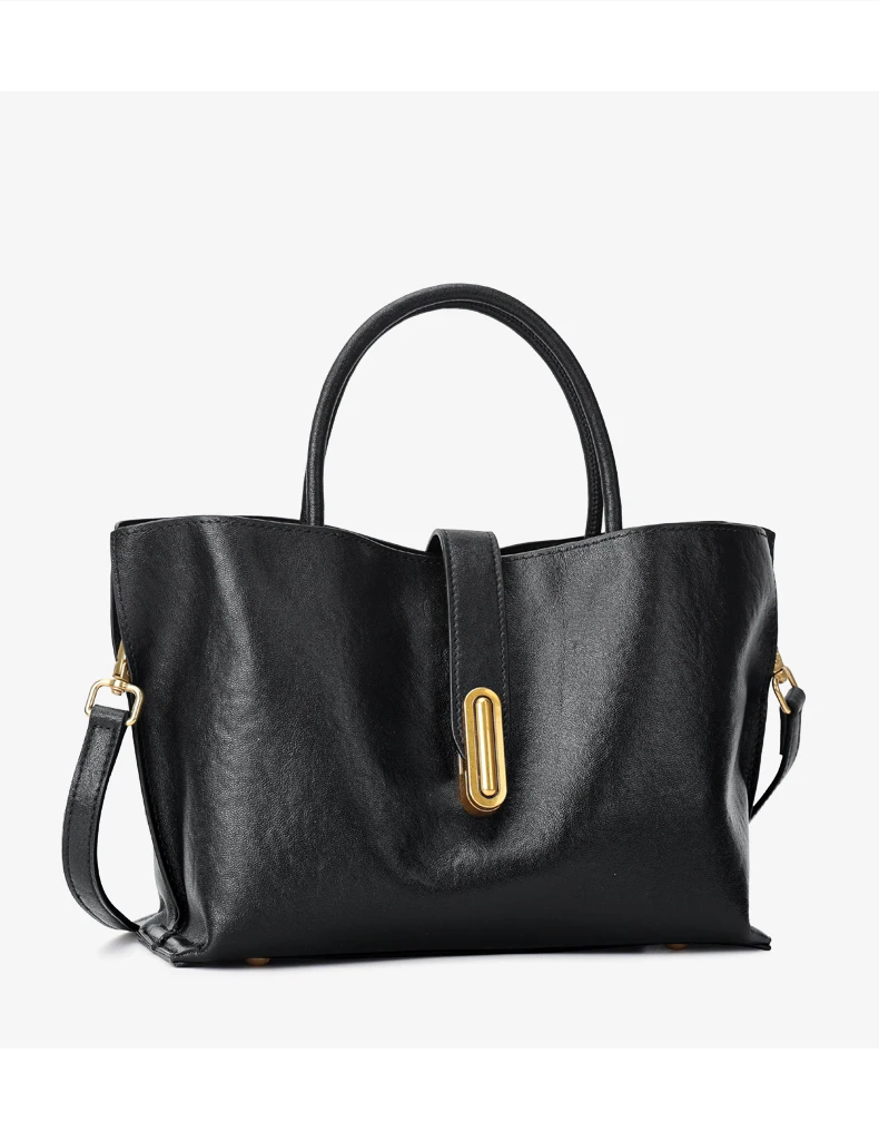 Genuine Leather Women's Bags Commuter Tote Large Capacity Luxury Handbag Female Top-grain Cowhide Fashion Crossbody Bag Woman