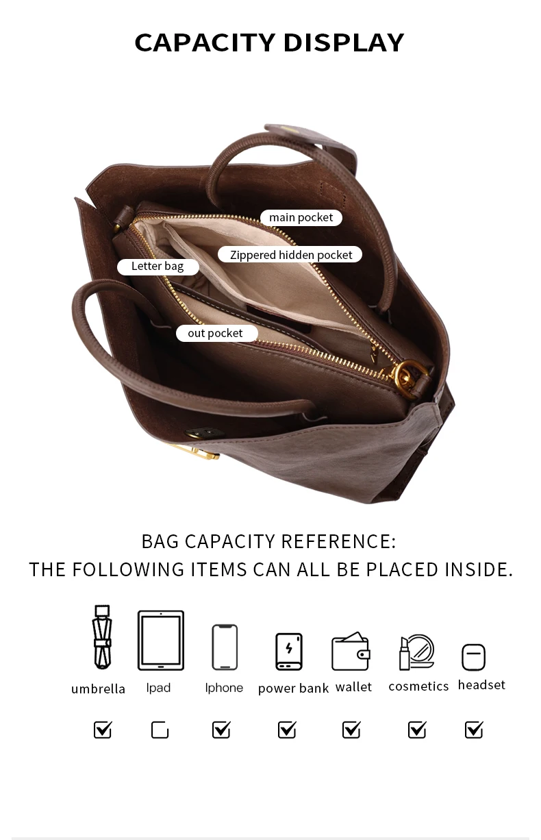 Genuine Leather Women's Bags Commuter Tote Large Capacity Luxury Handbag Female Top-grain Cowhide Fashion Crossbody Bag Woman