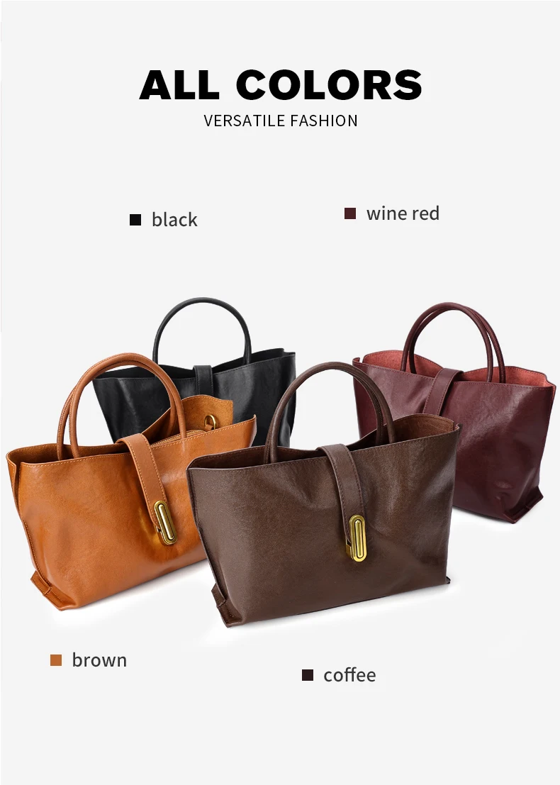 Genuine Leather Women's Bags Commuter Tote Large Capacity Luxury Handbag Female Top-grain Cowhide Fashion Crossbody Bag Woman
