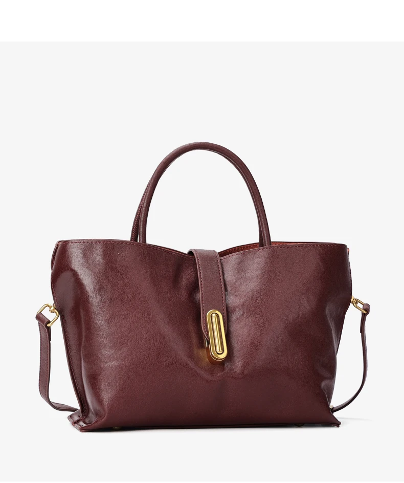 Genuine Leather Women's Bags Commuter Tote Large Capacity Luxury Handbag Female Top-grain Cowhide Fashion Crossbody Bag Woman