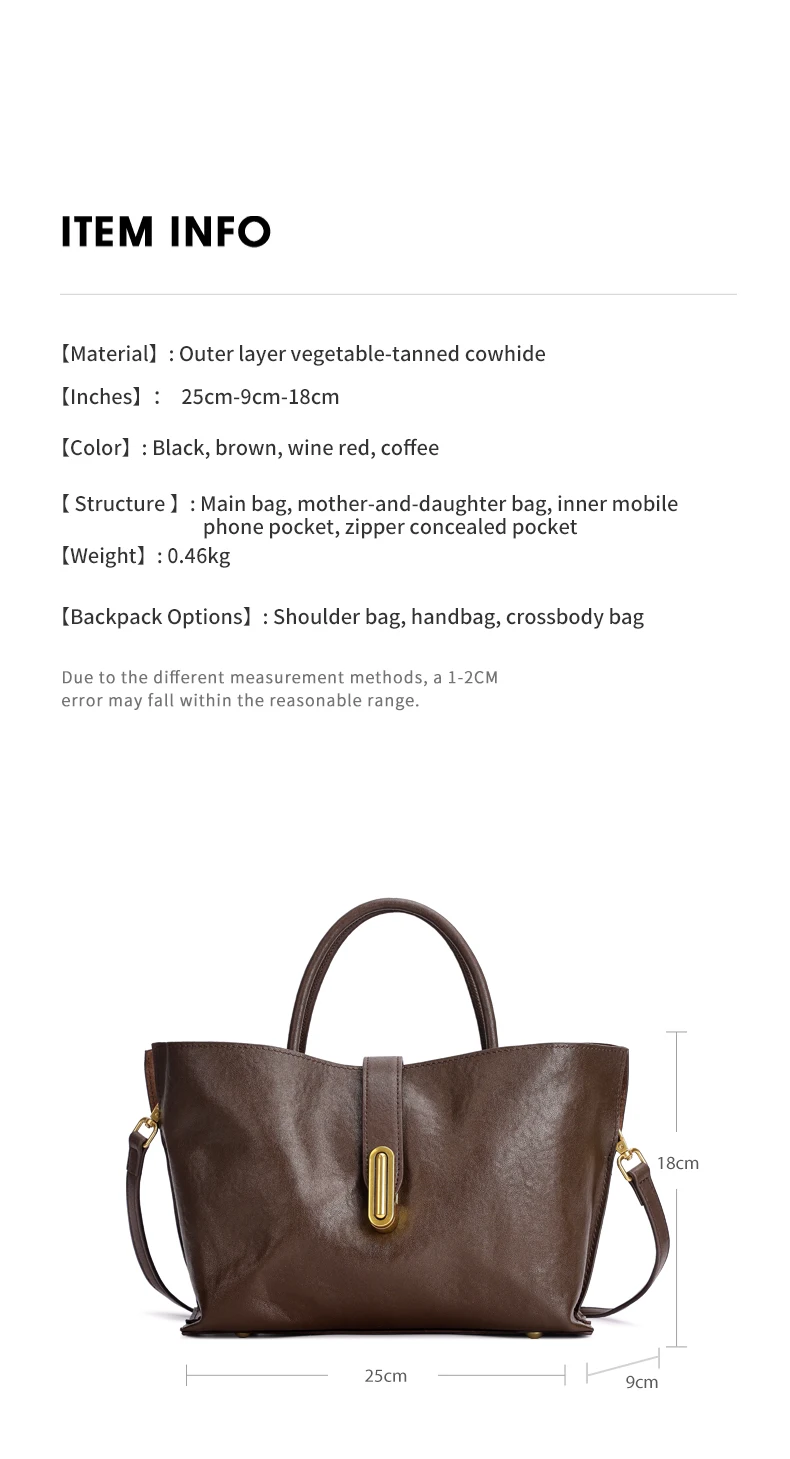 Genuine Leather Women's Bags Commuter Tote Large Capacity Luxury Handbag Female Top-grain Cowhide Fashion Crossbody Bag Woman