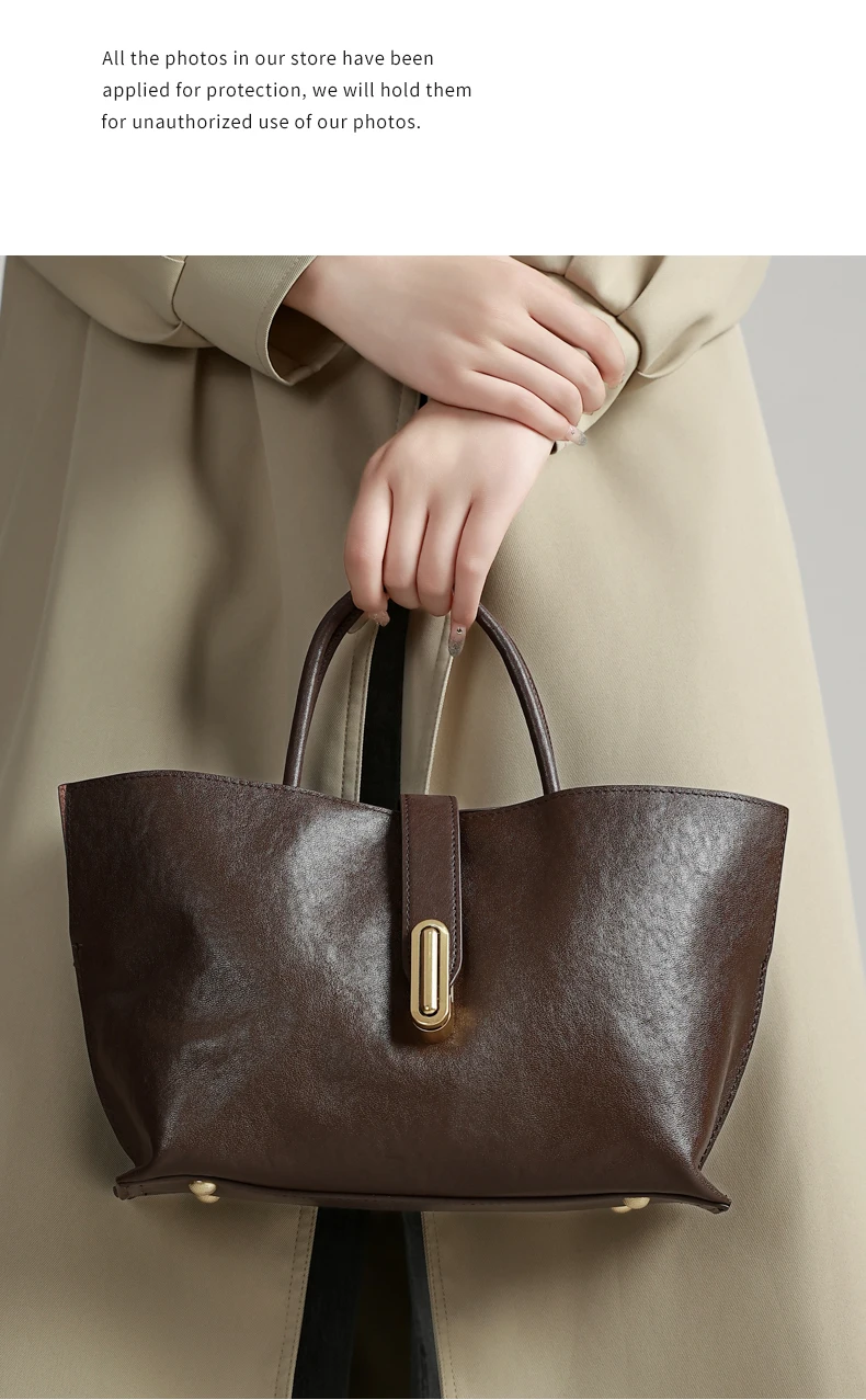 Genuine Leather Women's Bags Commuter Tote Large Capacity Luxury Handbag Female Top-grain Cowhide Fashion Crossbody Bag Woman