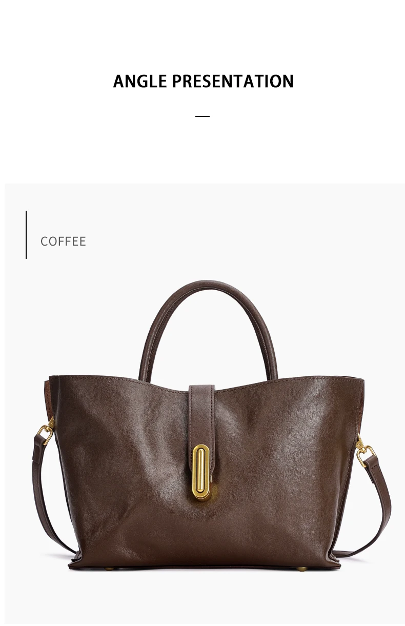 Genuine Leather Women's Bags Commuter Tote Large Capacity Luxury Handbag Female Top-grain Cowhide Fashion Crossbody Bag Woman