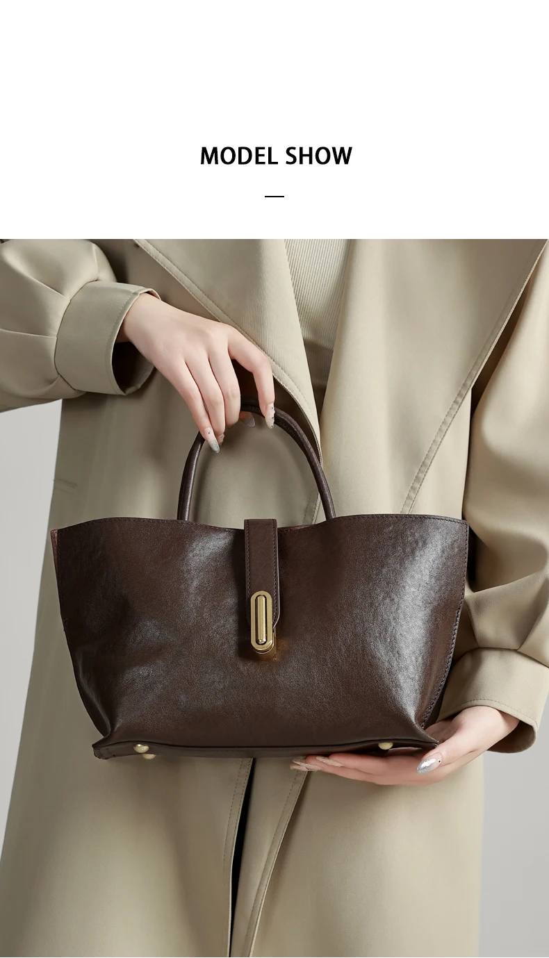 Genuine Leather Women's Bags Commuter Tote Large Capacity Luxury Handbag Female Top-grain Cowhide Fashion Crossbody Bag Woman