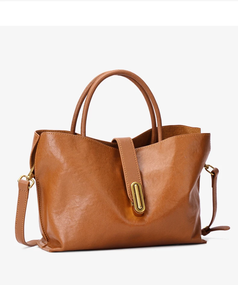 Genuine Leather Women's Bags Commuter Tote Large Capacity Luxury Handbag Female Top-grain Cowhide Fashion Crossbody Bag Woman