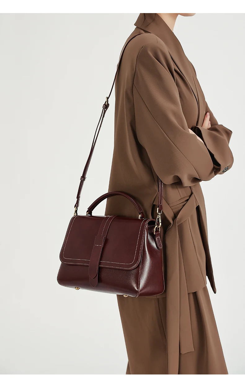 Genuine Leather Handbags Women Mini Square Flap Cross Body Bags Ladies Luxury Designer First Layer Cowhide Purses Shoulder Bag