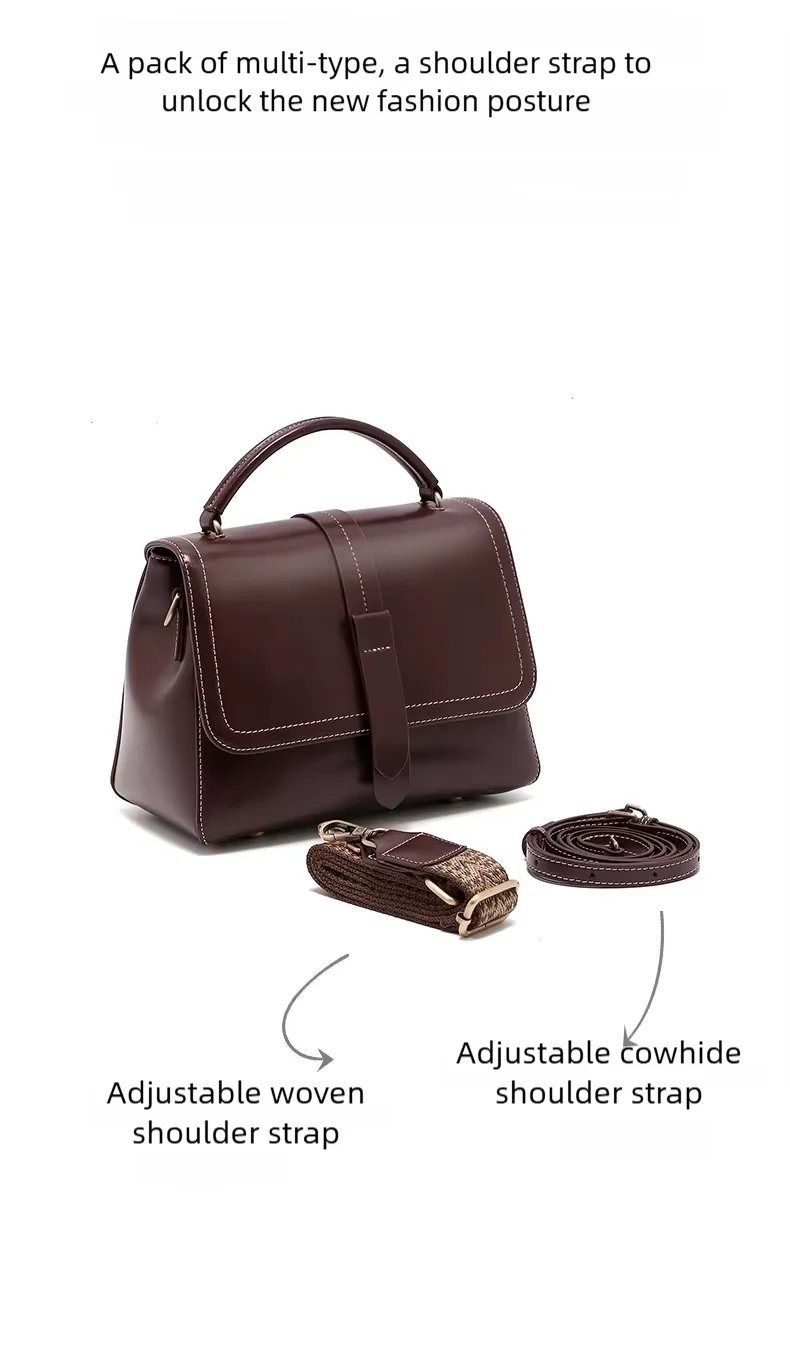 Genuine Leather Handbags Women Mini Square Flap Cross Body Bags Ladies Luxury Designer First Layer Cowhide Purses Shoulder Bag