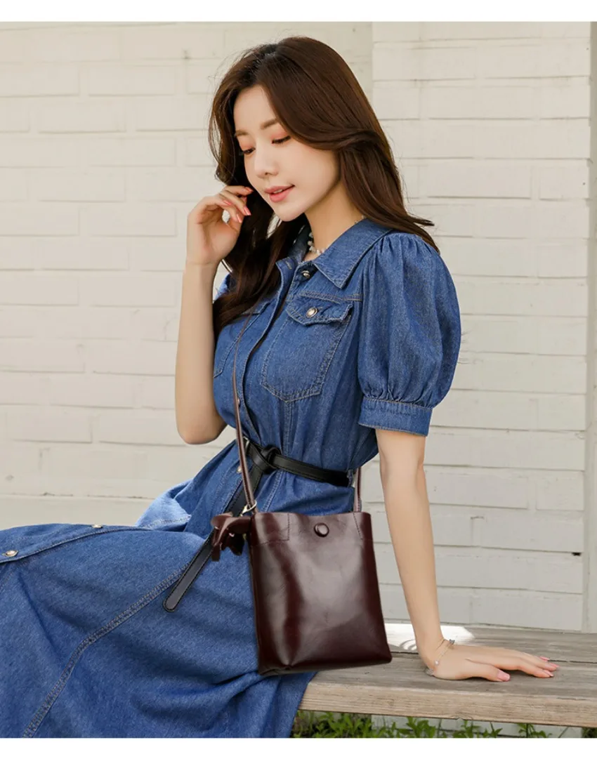 100% Genuine Leather Shoulder Bag Women Crossbody Purse Designer Top Layer Plant Tanned Cowhide Phone Luxury Vertical Soft Bag