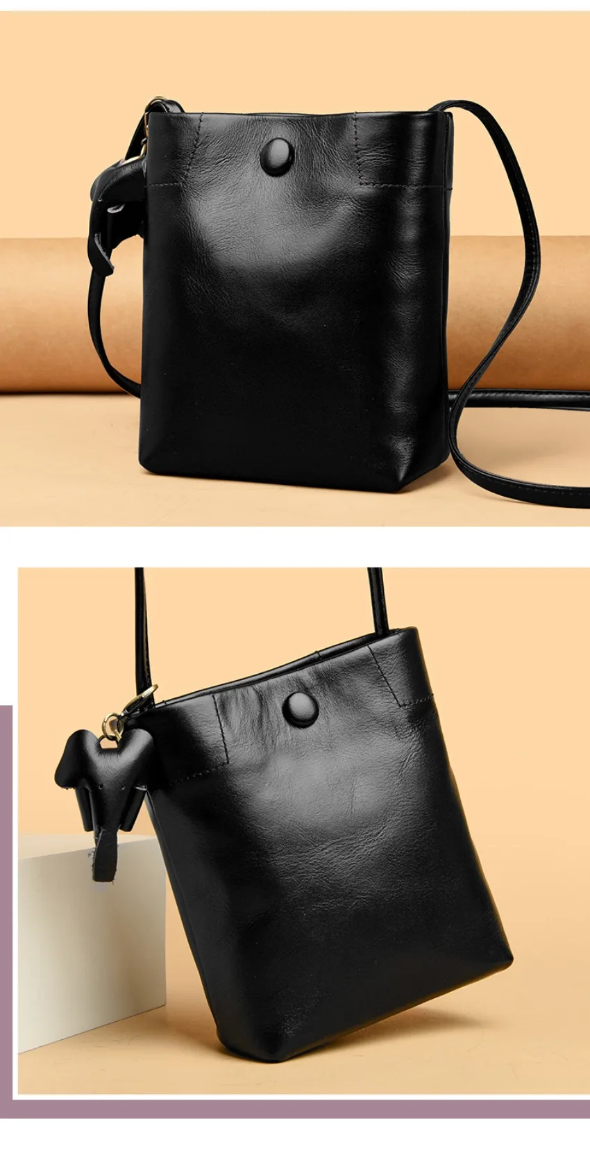 100% Genuine Leather Shoulder Bag Women Crossbody Purse Designer Top Layer Plant Tanned Cowhide Phone Luxury Vertical Soft Bag