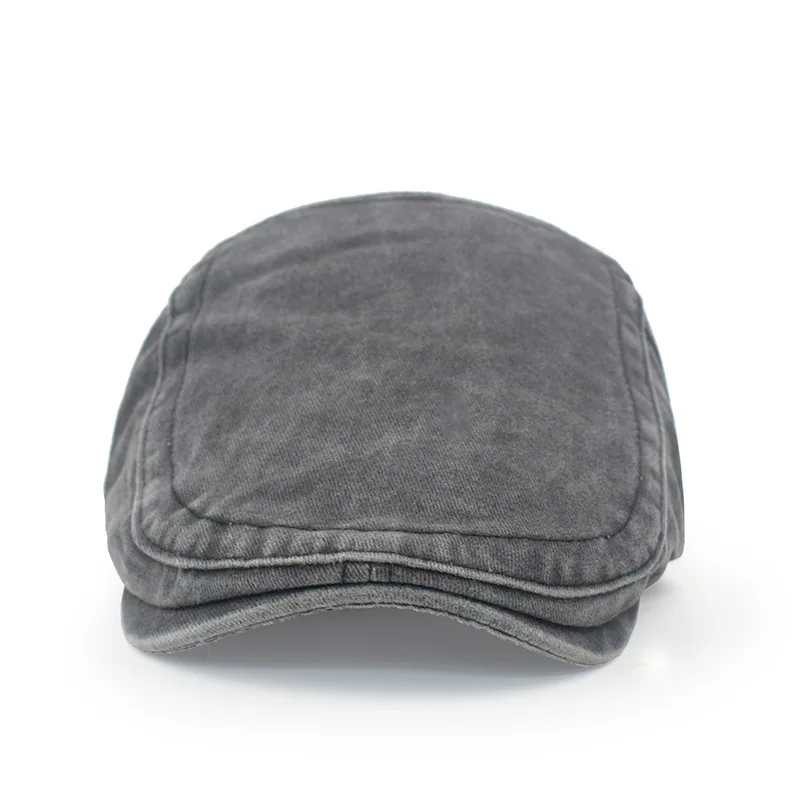 Four Seasons Retro Beret for Men and Women British Fashion Eight-Character Stitching Washed Denim Peaked Cap Forward Hat Trendy