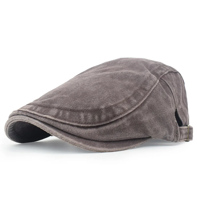 Four Seasons Retro Beret for Men and Women British Fashion Eight-Character Stitching Washed Denim Peaked Cap Forward Hat Trendy