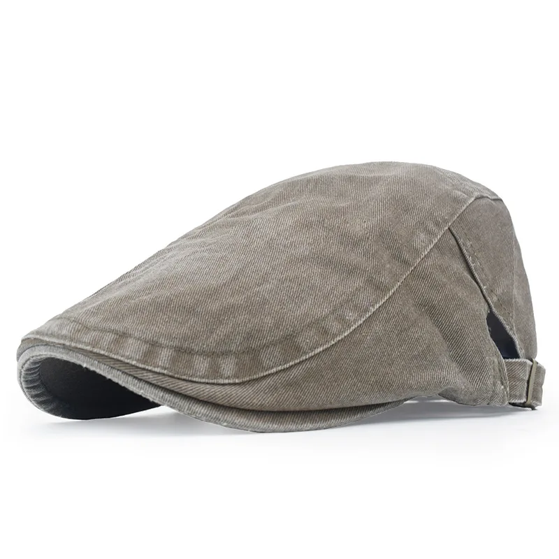 Four Seasons Retro Beret for Men and Women British Fashion Eight-Character Stitching Washed Denim Peaked Cap Forward Hat Trendy