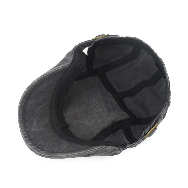 Four Seasons Retro Beret for Men and Women British Fashion Eight-Character Stitching Washed Denim Peaked Cap Forward Hat Trendy