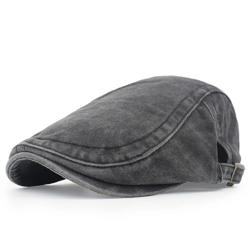 Four Seasons Retro Beret for Men and Women British Fashion Eight-Character Stitching Washed Denim Peaked Cap Forward Hat Trendy