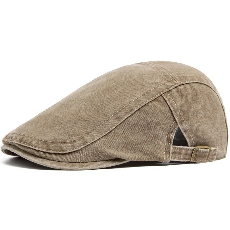 Four Seasons Retro Beret for Men and Women British Fashion Eight-Character Stitching Washed Denim Peaked Cap Forward Hat Trendy