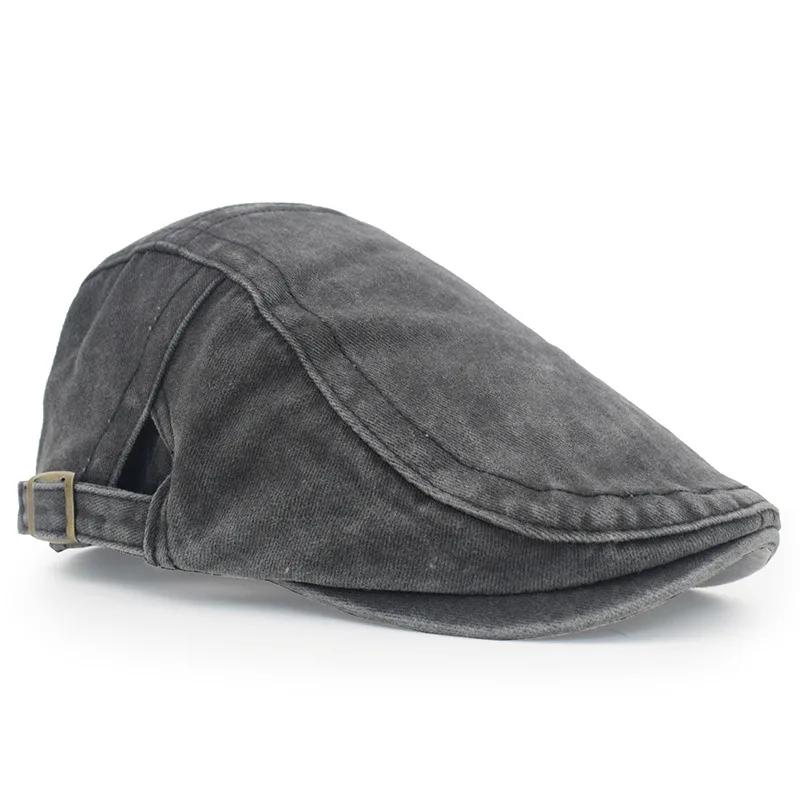 Four Seasons Retro Beret for Men and Women British Fashion Eight-Character Stitching Washed Denim Peaked Cap Forward Hat Trendy