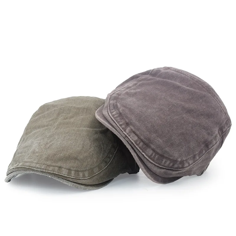 Four Seasons Retro Beret for Men and Women British Fashion Eight-Character Stitching Washed Denim Peaked Cap Forward Hat Trendy