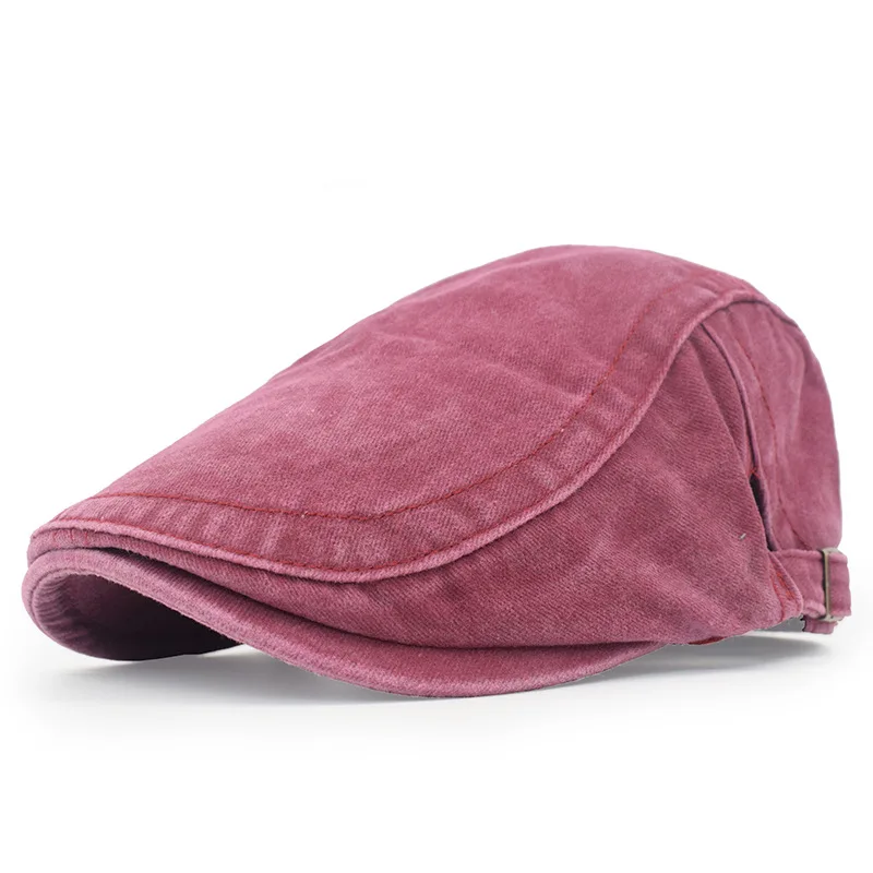 Four Seasons Retro Beret for Men and Women British Fashion Eight-Character Stitching Washed Denim Peaked Cap Forward Hat Trendy