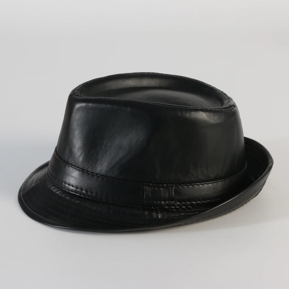 PU Leather Gift Fedoras for Middle-aged and Elderly Autumn and Winter Outdoor Leisure Gentlemen Jazz Hat for Men Panama Hat