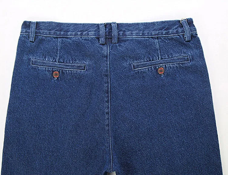 2021 Thick Cotton Fabric Relaxed Fit Brand Jeans Men Casual Classic Straight Loose Jeans Male Denim Pants Trousers Size 28-40